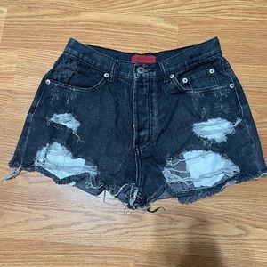 Black High waisted distressed shorts size medium